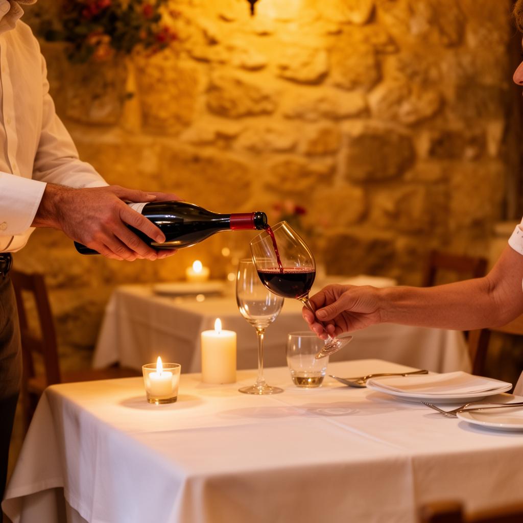 Service du vin chaleureux à table chez Côté Sud